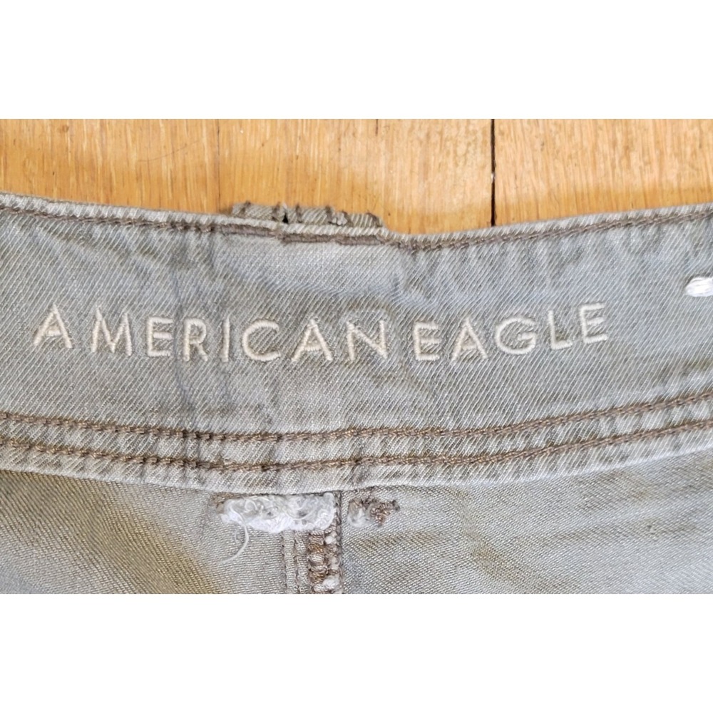 American Eagle Womens 6 Linen Blend Utility Pants Sage Green Relaxed Straight - Picture 11 of 11